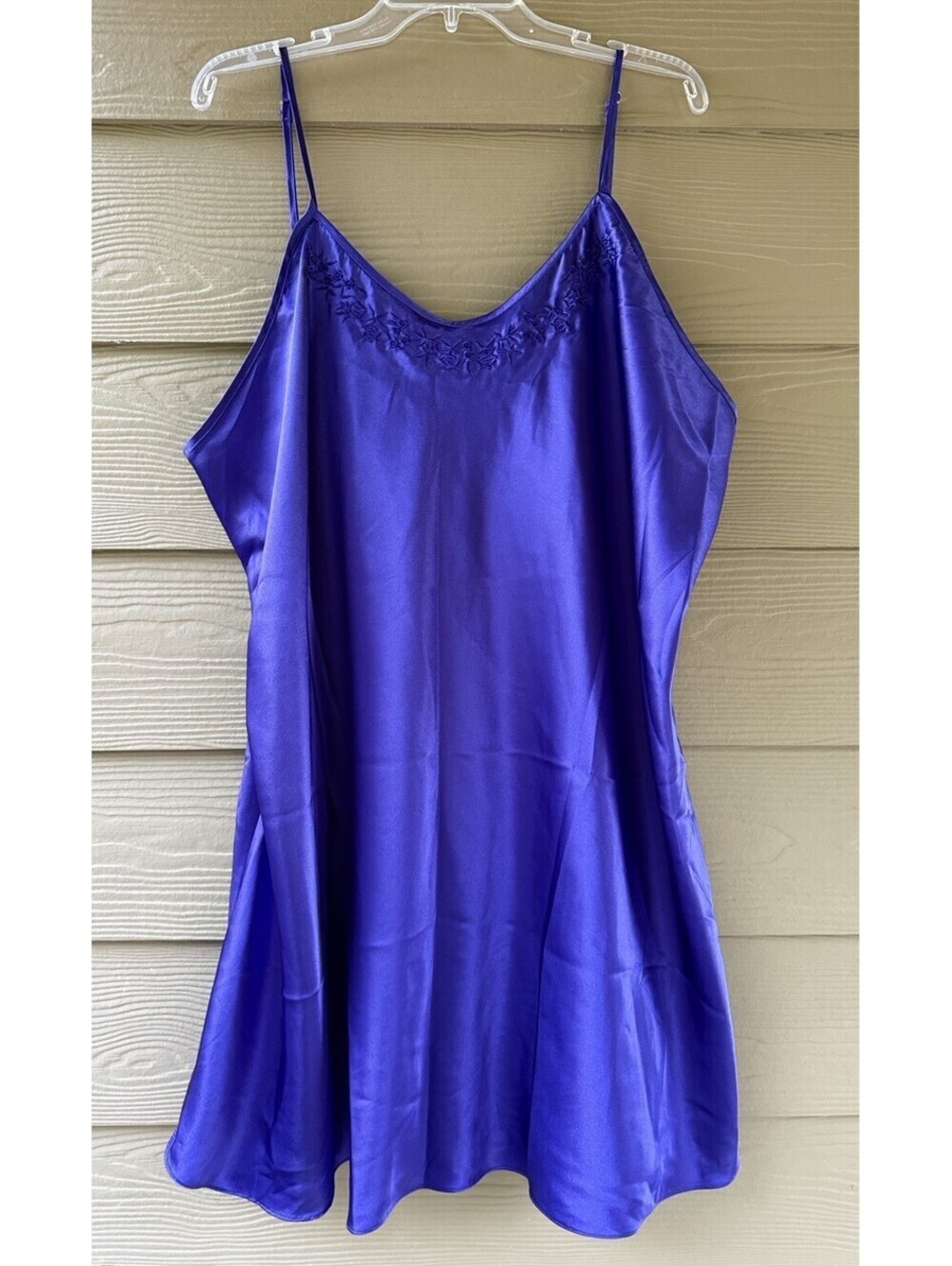 Solange Satin Women's Sexy Nightgown Vibrant Purple Slip Nightdress Size 26/28